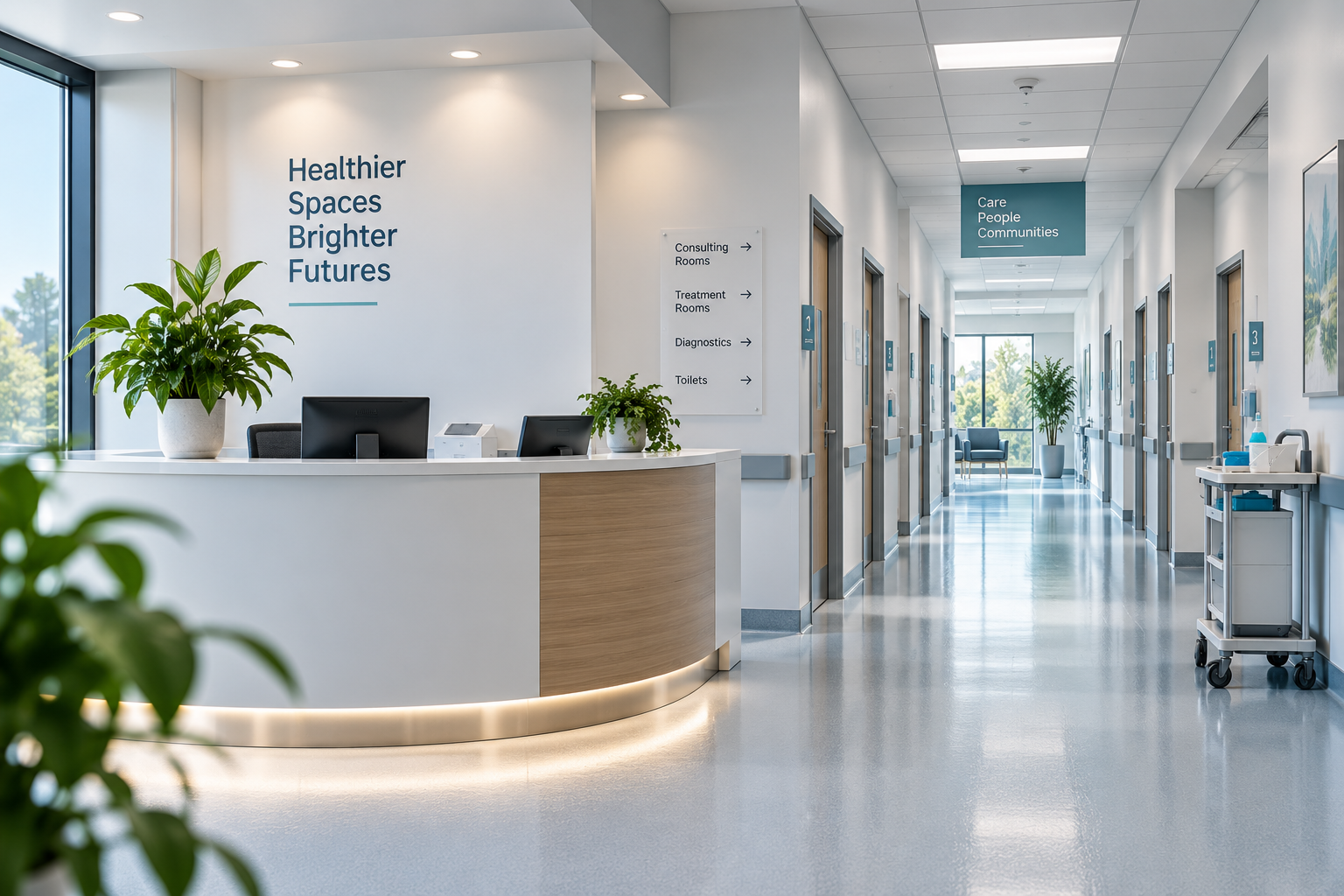Modern clinical reception and healthcare environment